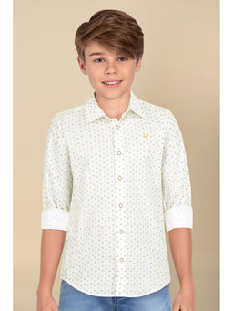 Allen Solly - Boys White Slim Fit Print Casual Shirt