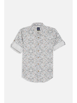 Allen Solly - Boys White Slim Fit Print Casual Shirt