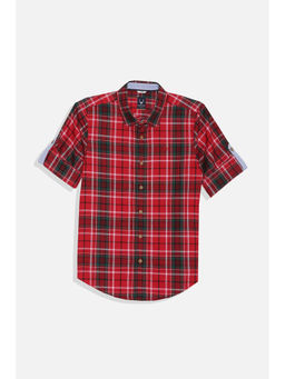 Allen Solly - Boys Red Slim Fit Check Casual Shirt