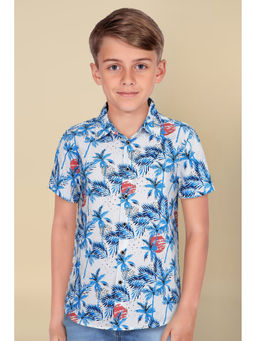 Allen Solly - Boys White Regular Fit Print Casual Shirt