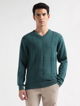Arrow - Mens Textured Regular Fit Green Sweater
