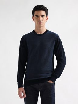 Arrow - Mens Textured Regular Fit Navy Bule Sweater