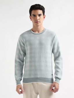 Arrow - Mens Checked Regular Fit Green Sweater