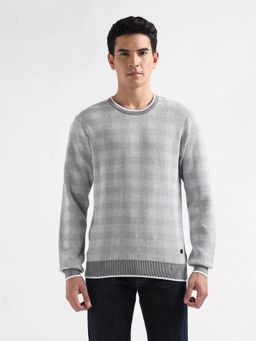 Arrow - Mens Checked Regular Fit Grey Sweater