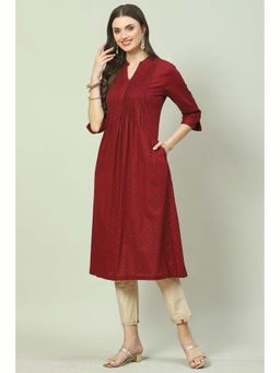 Biba - Women Maroon Sequined Kurta