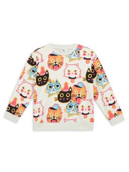 Puma - White Moody Cat Kids Graphic Round Neck Sweatshirt