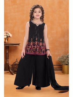 Lagorii - Black Sequin Embroidered Palazzo with Kurti & Dupatta