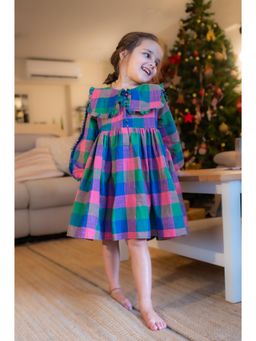 Love the world today - Multi-Color Checks Peter Pan Collar Dress