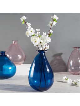 HomeTown - Phiona Glass Modern Organic Shapped Handcrafted 31 Cm Vase in Indigo Colour