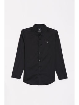 Allen Solly - Boys Black Slim Fit Solid Casual Shirt