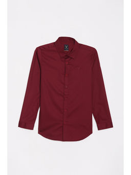 Allen Solly - Boys Maroon Slim Fit Solid Casual Shirt