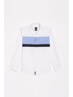 Allen Solly - Boys White Slim Fit Colorblock Casual Shirt