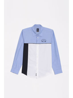 Allen Solly - Boys Light Blue Slim Fit Colorblock Casual Shirt