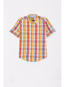 Allen Solly - Boys Yellow Slim Fit Check Casual Shirt
