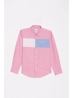 Allen Solly - Boys Pink Slim Fit Colorblock Casual Shirt