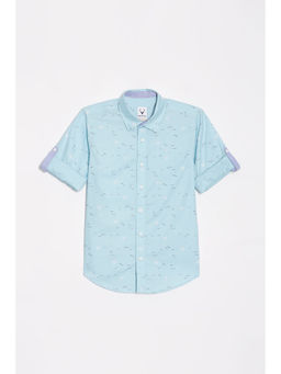Allen Solly - Boys Light Blue Slim Fit Print Casual Shirt