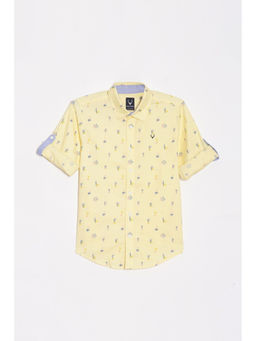Allen Solly - Boys Yellow Slim Fit Print Casual Shirt