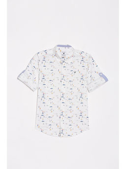 Allen Solly - Boys White Slim Fit Print Casual Shirt