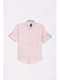 Allen Solly - Boys Pink Slim Fit Print Casual Shirt