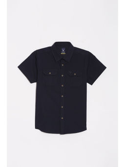 Allen Solly - Boys Navy Blue Regular Fit Solid Casual Shirt