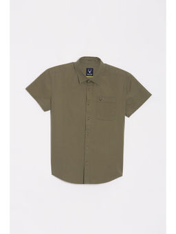Allen Solly - Boys Olive Slim Fit Solid Casual Shirt