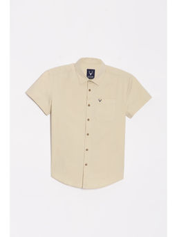 Allen Solly - Boys Beige Slim Fit Solid Casual Shirt