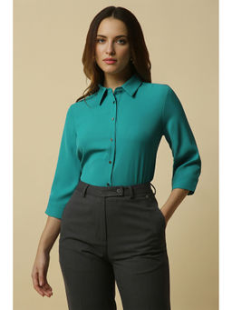 Allen Solly - Women Green Solid Three Fourth Sleeves Shirt