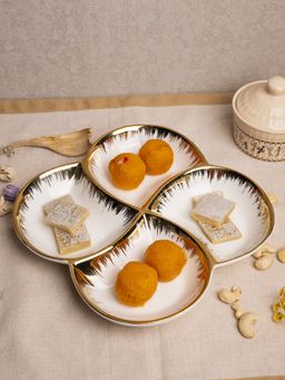 Voncasa - Golden Edge Off White Dish