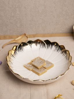 Voncasa - Golden Edge Off White Dish