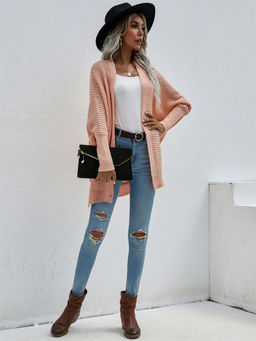 Oh Rare - Knitted Loose Solid Color Shrug for Women