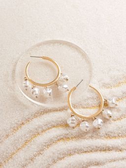 Zaveri Pearls - Gold Tone Contemporary Classy Charm Semi Hoop Earring-ZPFK15156