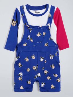 Hopscotch - Boys Blue Cotton Printed T-shirt and Playsuit