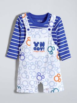Hopscotch - Boys White Cotton Printed T-shirt and Playsuit