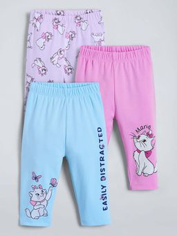 Hopscotch - Girls Multi-Color Cotton Printed Leggings (Pack of 3)