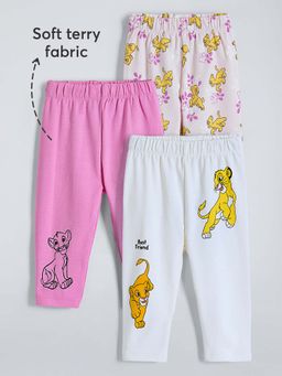 Hopscotch - Girls Multi-Color Cotton Printed Leggings (Pack of 3)