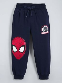 Hopscotch - Boys Navy Blue Cotton Printed Trackpant