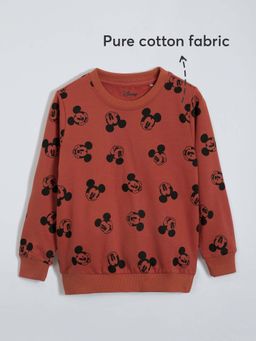 Hopscotch - Boys Brown Cotton Printed Sweatshirt