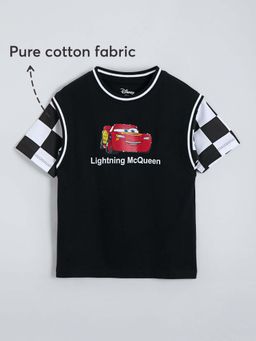 Hopscotch - Boys Black Cotton Printed T-shirt