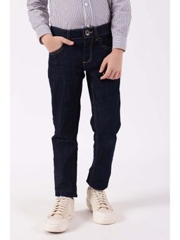One Friday - Boys Black Cotton Solid Jeans