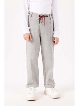 One Friday - Boys Grey Cotton Solid Trouser