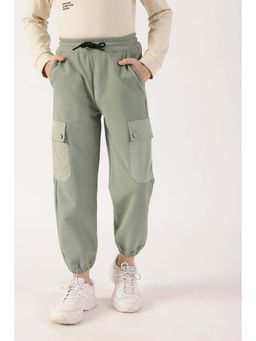 One Friday - Boys Green Cotton Solid Jogger