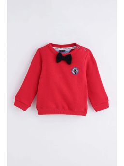 One Friday - Boys Red Cotton Solid Sweatshirt