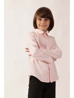 One Friday - Boys Pink Cotton Solid Shirt