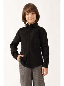 One Friday - Boys Black Cotton Solid Shirt