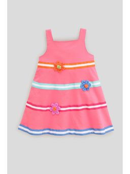 One Friday - Girls Pink Cotton Stripes Dress