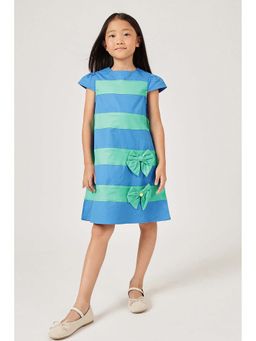 One Friday - Girls Blue Cotton Stripes Dress