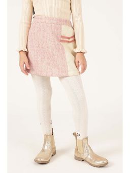 One Friday - Girls Pink Polyester Checks Skirt