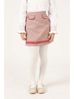 One Friday - Girls Multi-Color Polyester Checks Skirt