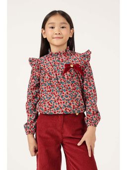 One Friday - Girls Pink Polyester Floral Top