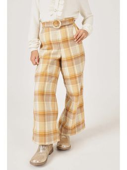 One Friday - Girls Multi-Color Polyester Checks Trouser